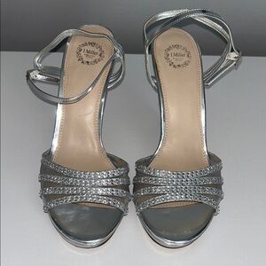L'Miller Silver Strappy Women's Heels- size 10